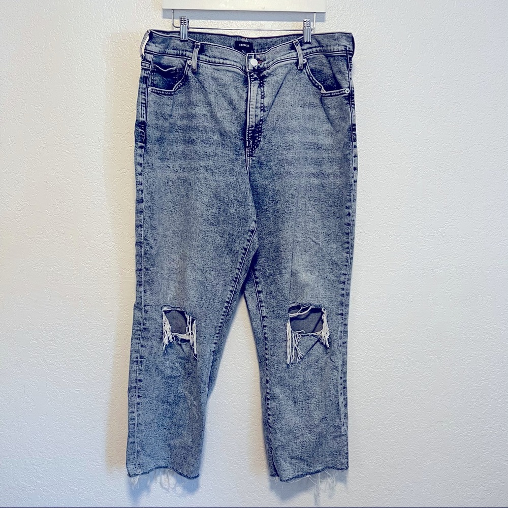 Express Straight Ankle Jeans Raw Hem
